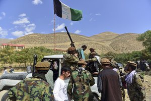 Militiamen loyal to Ahmad Massoud, son of the late Ahmad Shah Massoud, take part in a training exercise, in Panjshir province, northeastern Afghanistan, Monday, Aug. 30, 2021