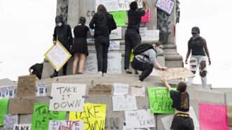 Black Lives Matter protest at a South Carolinia statue