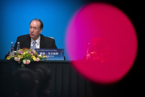 World Bank President David Malpass speaks during a press conference for the the Fourth 1+6 Roundtable Dialogue at the Diaoyutai State Guesthouse in Beijing, Thursday, Nov. 21, 2019.