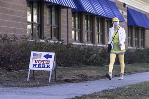 US Election Day Vote Here sign in Minneapolis, Minnesota