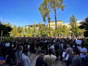 Students of Amir Kabir university protest against Hijab and the Islamic Republic after the death of Mahsa Amini, Tehran, Iran