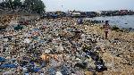 Children play on piles of garbage in Jakarta Bay, Cilincing, North Jakarta, Saturday, January 23, 2021. TEMPO/Hilman Fathurrahman W