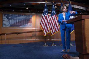 House Speaker Nancy Pelosi of Calif., leaves after her news conference, Thursday, Sept. 22, 2022, on Capitol Hill in Washington