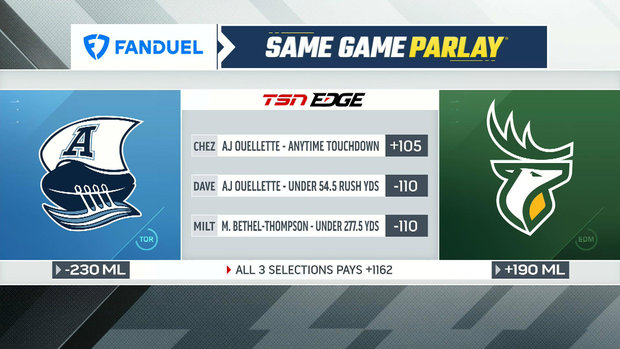 FanDuel Same Game Parlay: Argonauts vs. Elks