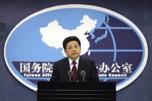 Ma Xiaoguang, spokesman of China's Taiwan Affairs Office speaks at a press conference at the Taiwan Affairs Office in Beijing, Wednesday, May 25, 2016.