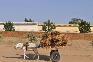 A Darfuri man travels along a road in El Geneina, West Darfur, Sudan