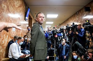 San Francisco deputy public defender Adam Lipson, attorney for David DePape, who is accused of attacking House Speaker Nancy Pelosi's husband Paul Pelosi, speaks with reporters at San Francisco Superior Court on Tuesday, Nov. 1, 2022, in San Francisco