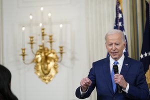 President Joe Biden speaks in the State Dining Room of the White House in Washington, Wednesday, Nov. 9, 2022. (AP Photo/Susan Walsh)