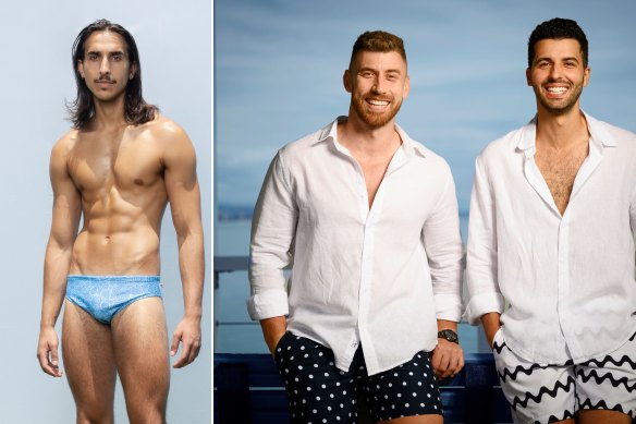 Swim briefs from Gali and shorts styles worn by Vacay founders Jordan Kallios and Corey Decandia.