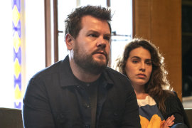 James Corden plays Jamie, a rising-star chef whose perfect marriage to the pregnant and beautiful Amandine (Melia Kreiling) quickly turns out to be anything but in ‘Mammals’.