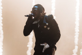 Kendrick Lamar performing on the US leg of The Big Steppers tour.