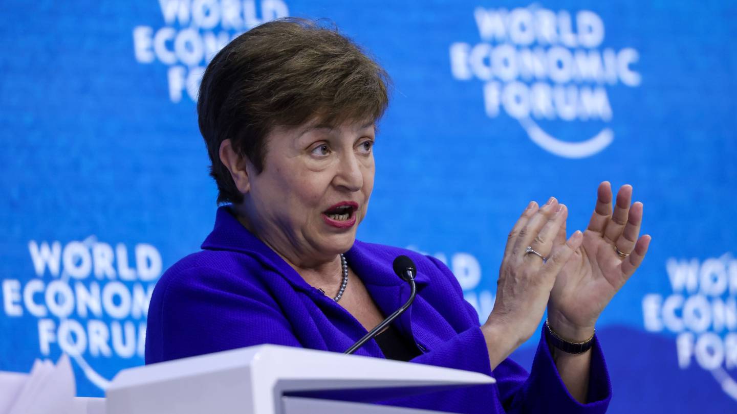 Kristalina Georgieva, managing director of the International Monetary Fund (IMF), speaks during a panel session on the opening day of the World Economic Forum (WEF) in Davos. Bloomberg