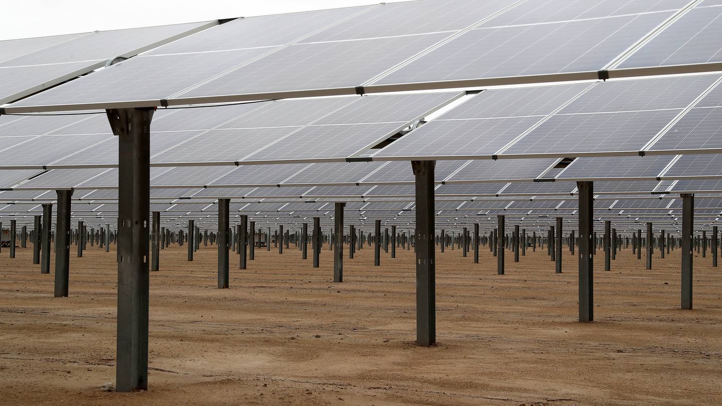 View of the Mohammed bin Rashid Al Maktoum Solar Park Phase 5 in Dubai. Pawan Singh / The National