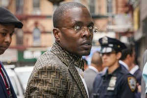 Bishop Lamor Miller-Whitehead speaks with the media about his attempt to negotiate the surrender of a man accused of gunning down a stranger on a New York City subway train, on Tuesday, May 24, 2022, in New York