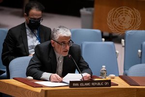 Amir Saeid Iravani, Permanent Representative of the Islamic Republic of Iran, addresses the Security Council meeting on non-proliferation and the Islamic Republic of Iran. 