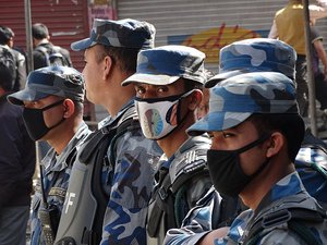 Riot Police in Street   Kathmandu   Nepal (13421797405)