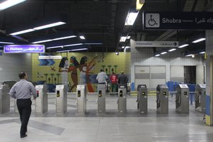 Train ticket barriers in Cairo metro, Egypt