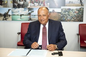 Image showing Sameh Shoukry, Egyptian Minister for Foreign Affairs, during a meeting with European Commissionner, to the European Commission, Brussels - EC/Berlaymont, July 12, 2021.