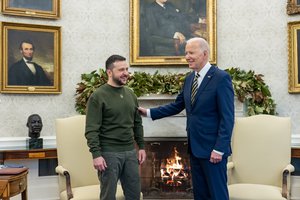 President Joe Biden and President Volodymyr Zelensky in the Oval Office of the White House