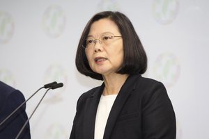 Taiwanese President Tsai Ing-wen, speaks after election results in Taipei, Taiwan on Saturday, Nov. 24, 2018.