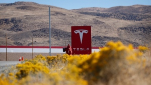 At the Tesla Gigafactory in Sparks, Nev., on Oct. 13, 2018. (John Locher / AP) 