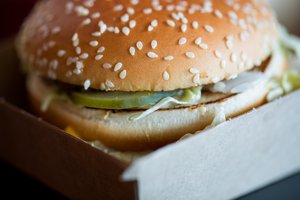 Big Mac burger at a branch of fast food franchise McDonalds