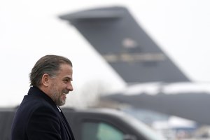 Hunter Biden, son of President Joe Biden, boards Air Force One with the president, Saturday, Feb. 4, 2023