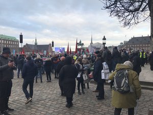 People protesting to keep the danish holiday “Store Bededag”; rapper Tessa can be seen performing at the protest