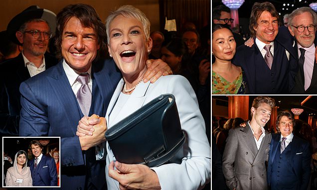 Tom Cruise toast of Oscar nominees as A-listers such as Jamie Lee Curtis pictured with Top