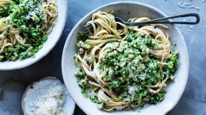 Chicken and broccoli linguine.