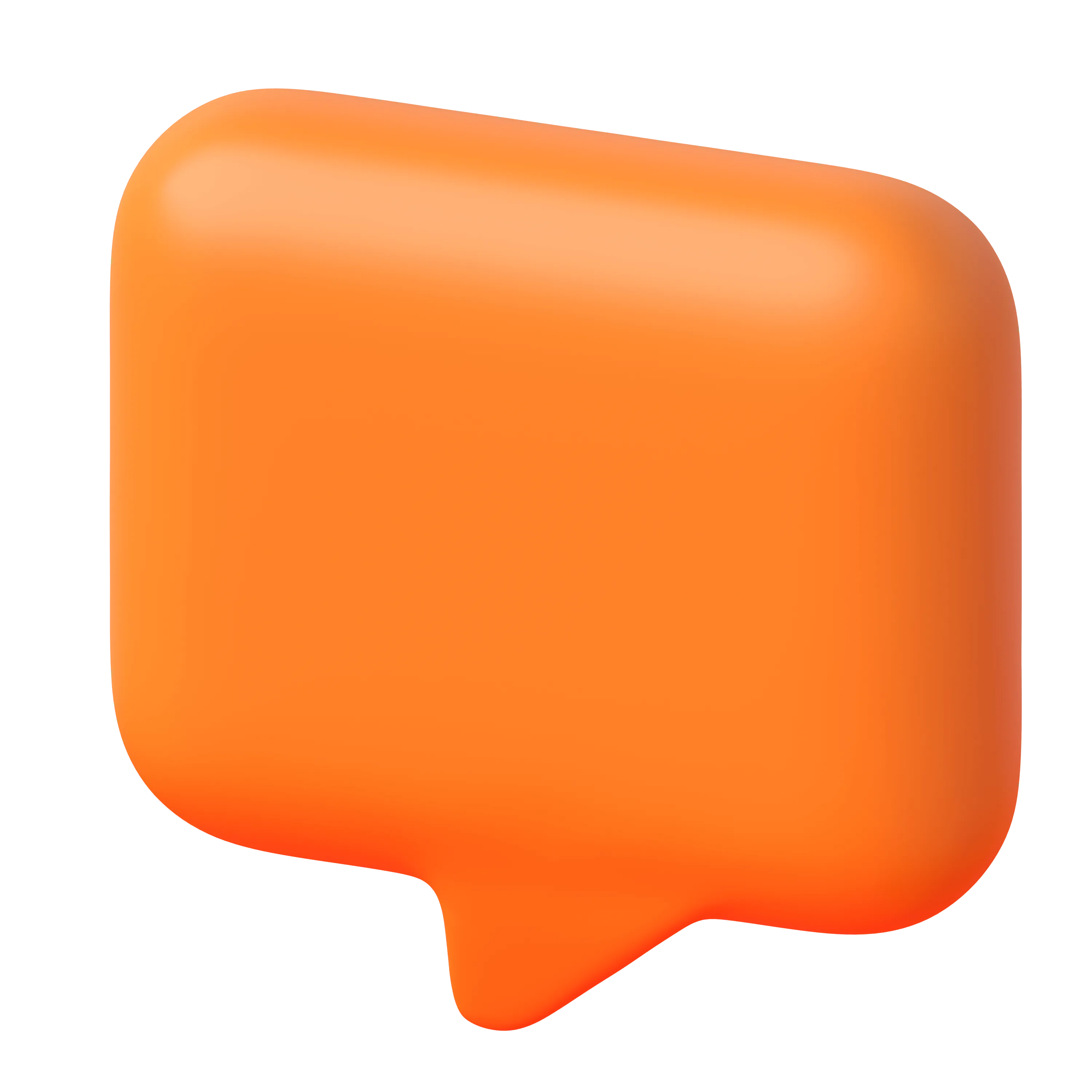 A 3D orange-red speech bubble icon.