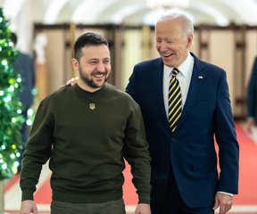 Joe Biden and Volodymyr Zelenskyy in Washington, Dezember 21 2022