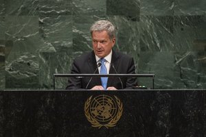 Sauli Niinisto, President of the Republic of Finland, addresses the general debate of the General Assembly’s seventy-fourth session, 24 September 2019.