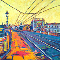 Painting of Dublin's Heuston Station and Bridge