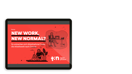 Das Cover der t3n Survey „New work, new normal?“, dargestellt im iPad