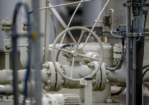 Pipes of the gas storage plant Reckrod are pictured near Eiterfeld, central Germany, Thursday, July 14, 2022, after the Nord Stream 1 pipeline was shut down due to maintenance