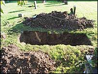 Dug up grave