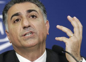 Reza Pahlavi, the son of Iran's toppled Shah Mohammad Reza Pahlavi, holds a news conference in Paris