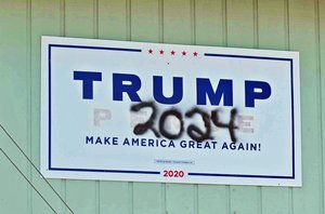 Trump 2020 campaign sign updated for 2024, in Chatham County, Georgia