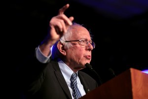 File: U.S. Senator Bernie Sanders speaking with attendees at the Clark County Democratic Party's 2020 Kick Off to Caucus Gala at the Tropicana Las Vegas in Las Vegas, Nevada, 15 February 2020