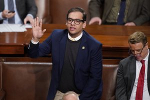 Rep.-elect George Santos, R-N.Y., votes during the eighth round of voting in the House chamber