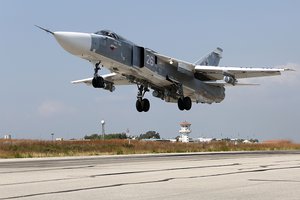 Russian Air Force Sukhoi Su-24 at Latakia Air Base, 3 October 2015 - Aviation Group of the Russian air force in Syria