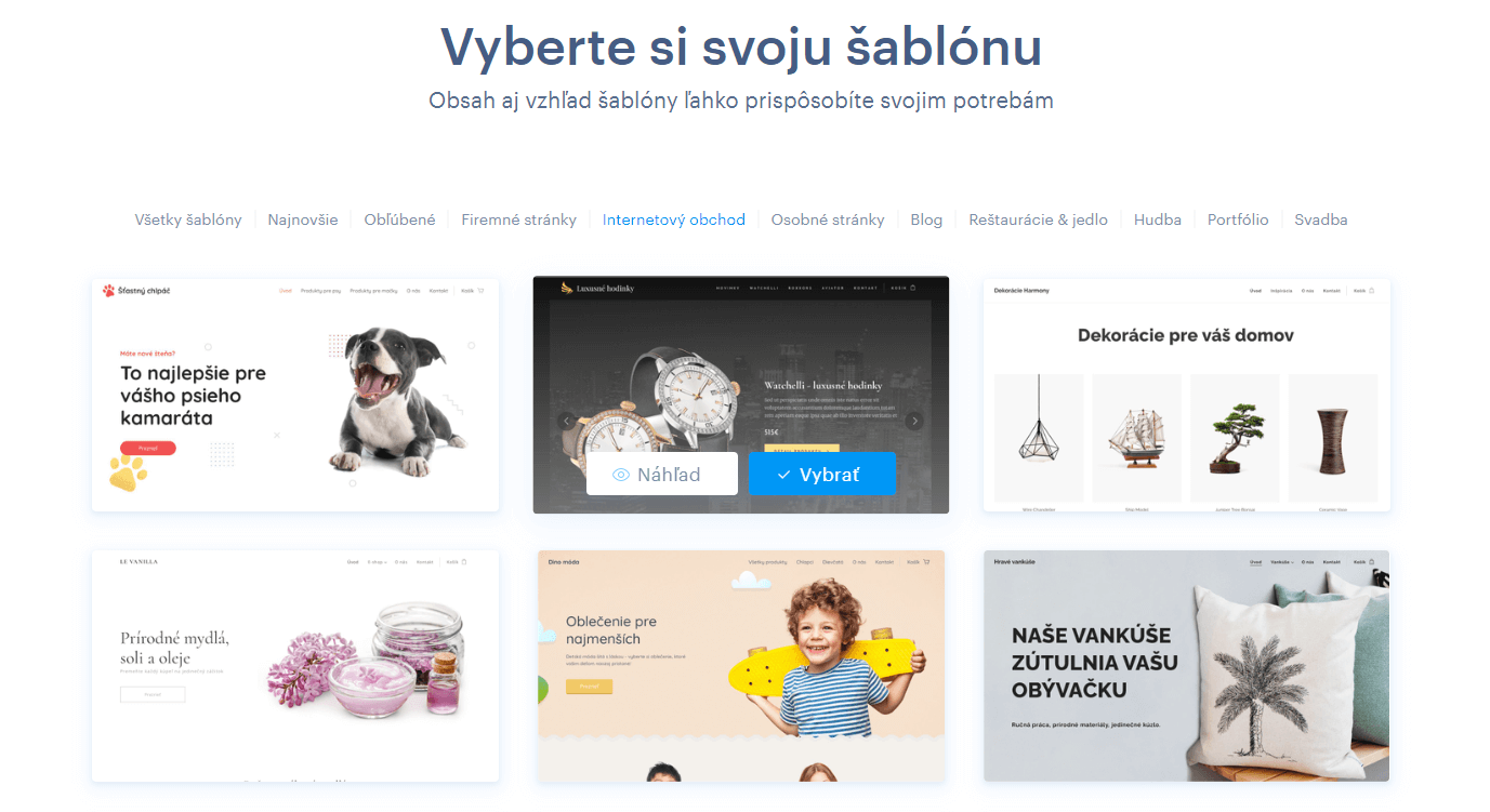 výber šablóny vo Webnode