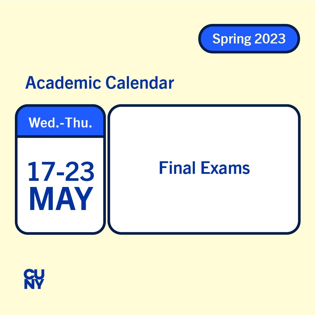 Graphic: Academic Calendar - Final Exams, May 17-23