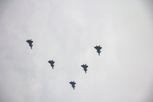 Fighter jets Chengdu J-20 during the celebrations of the 100th anniversary of the founding of the Communist Party of China in Beijing, China