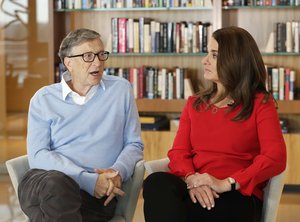 Microsoft co-founder Bill Gates and his wife Melinda take part in an AP interview