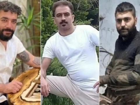 A collage showing pictures of Saleh Mirhashemi, Majid Kazemi and Saeed Yaqoubi, three prisoners executed by the Iranian state in May 2023.