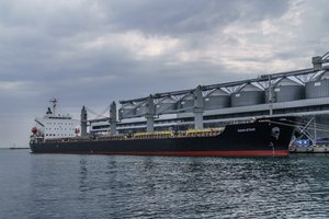 The ship Navi-Star sits full of grain since Russia's invasion of Ukraine began five months ago as it waits to sail from the Odesa Sea Port, in Odesa, Ukraine, July 29, 2022