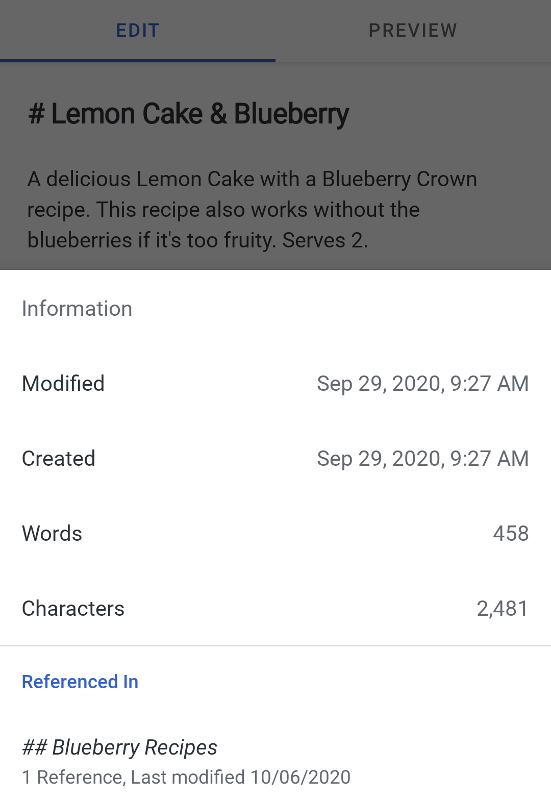 Note references on Simplenote Android