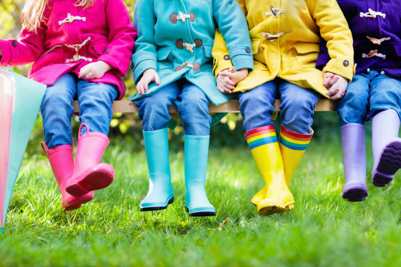 kids in gumboots